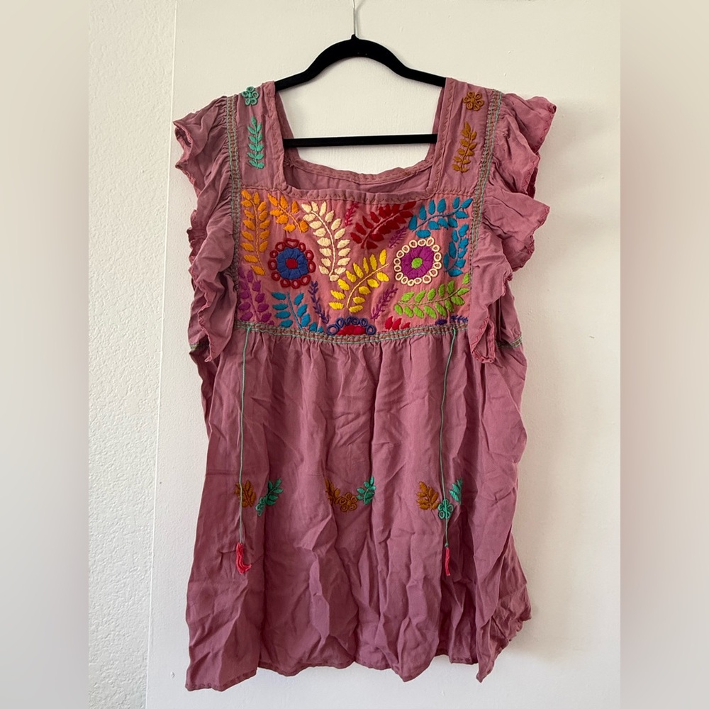 Hand Embroidered Mauve Women's Top